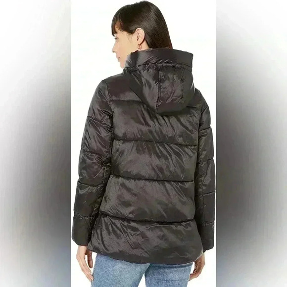 Sam Edelman Hooded‎ Funnel Collar Puffer BlacK - Picture 1 of 6